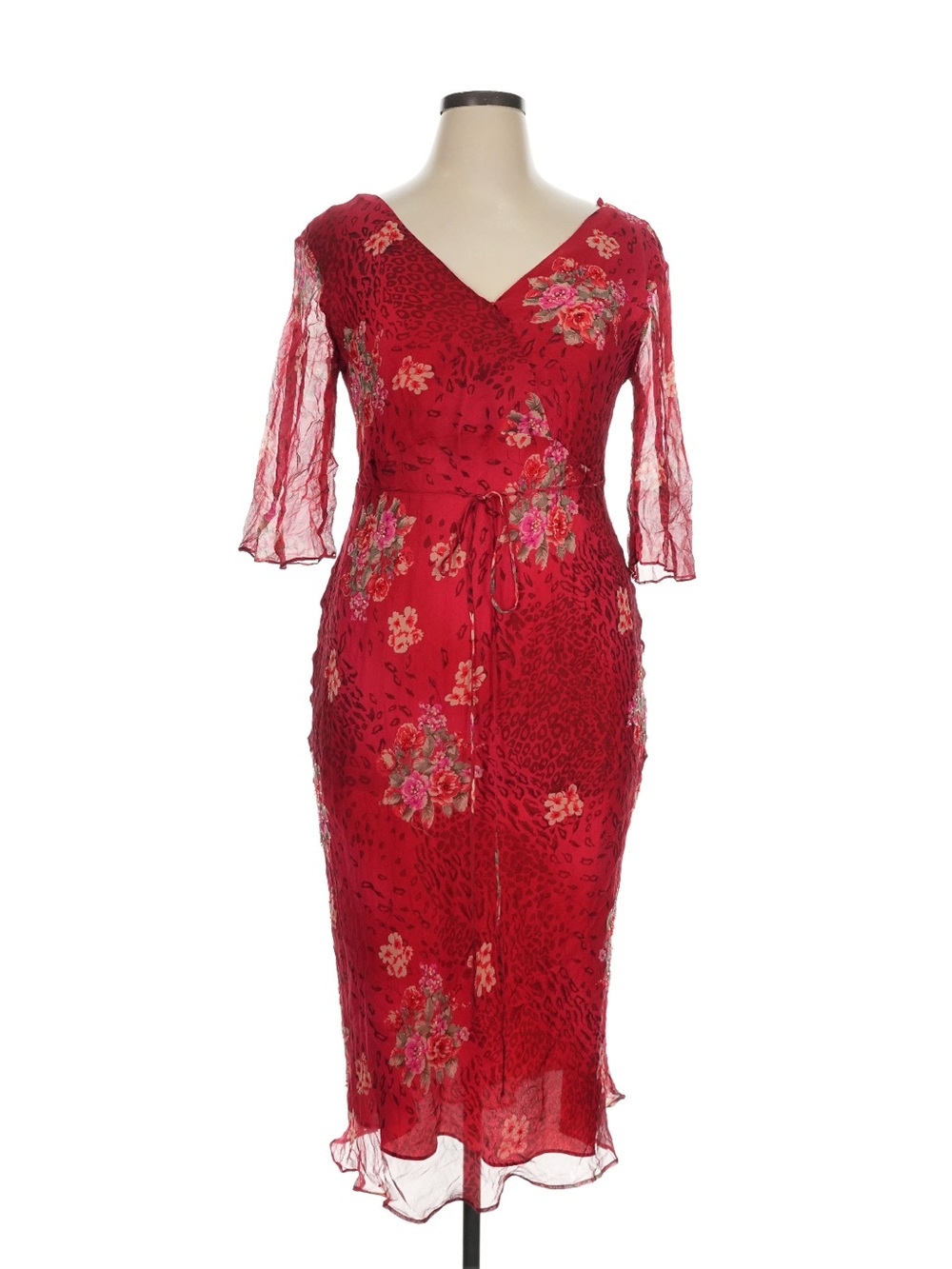 Vintage Y2K silk beaded Ashley Stewart long dress M/L